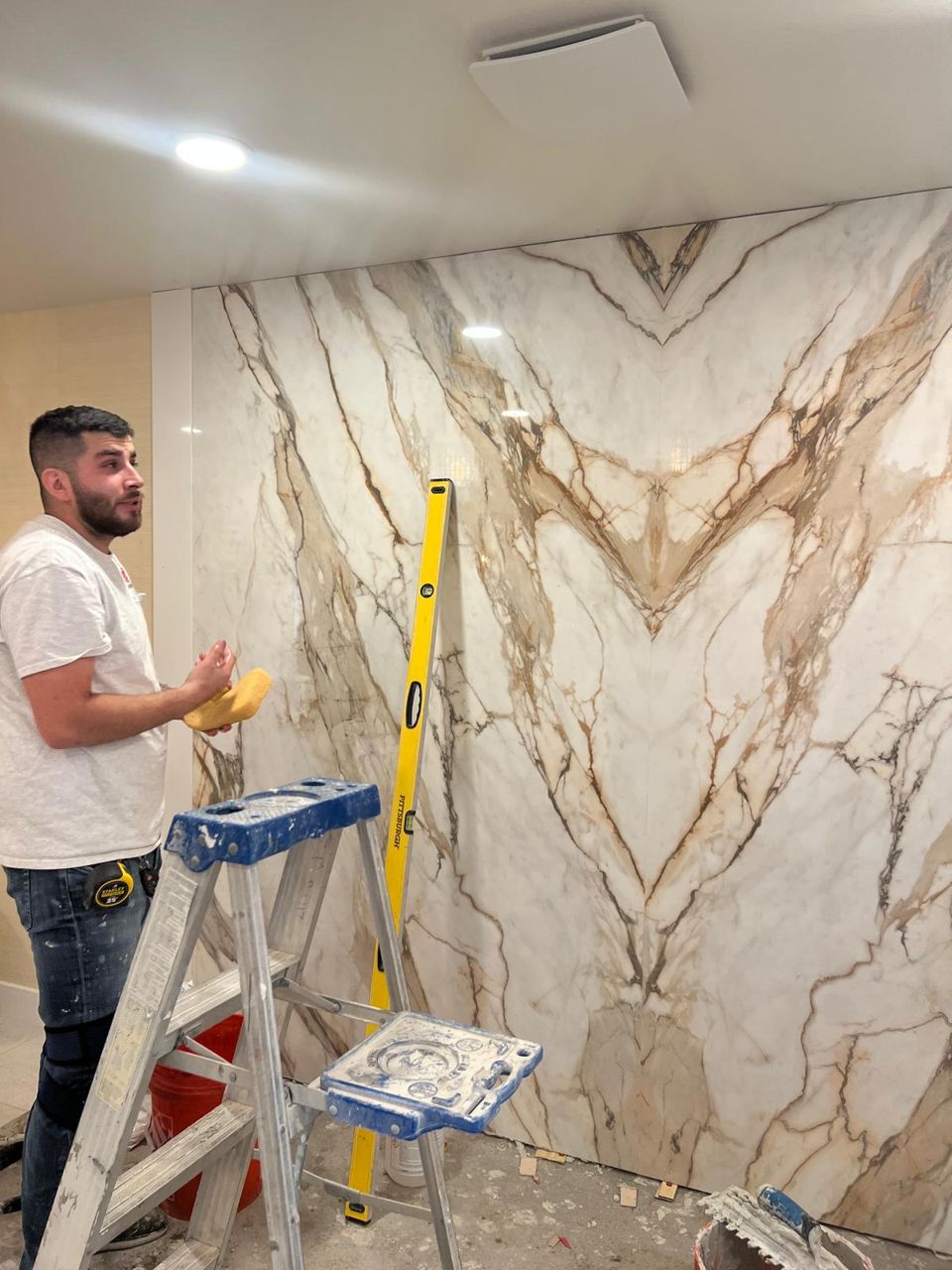 California Pro crew installing large-format tile